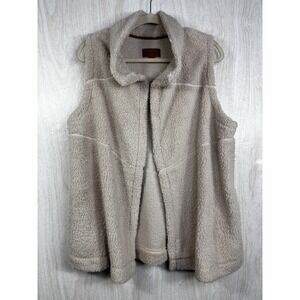 Koolaburra by UGG Sherpa Vest Womens L Beige Open Front Cozy Chic Travel